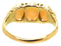 Edwardian 18ct Gold, Three Stone Opal & Diamond Ring
