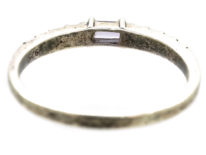 Silver Narrow Ring Set With Marcasite & Pink Paste