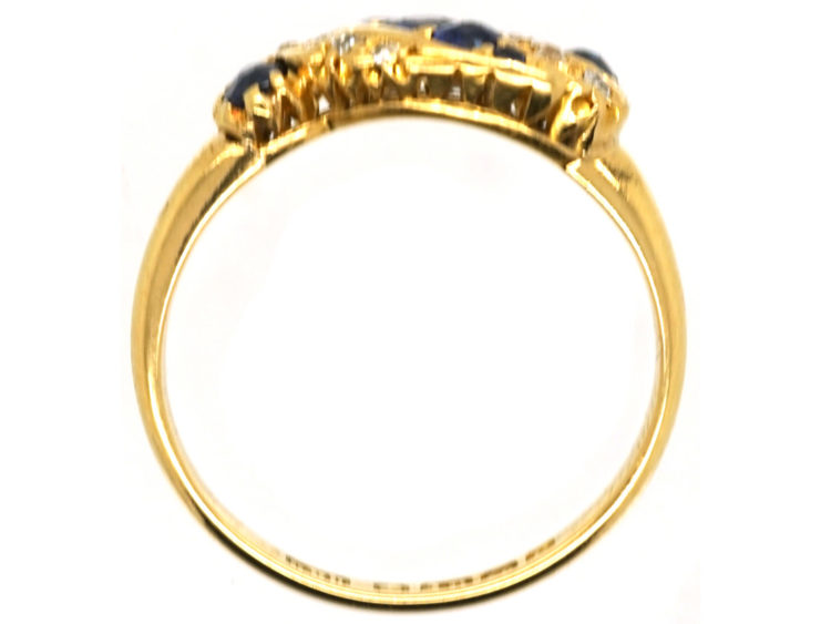 Edwardian 18ct Gold Sapphire & Diamond Twist Ring
