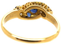 Edwardian 18ct Gold Sapphire & Diamond Twist Ring