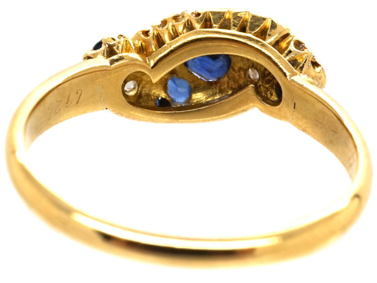 Edwardian 18ct Gold Sapphire & Diamond Twist Ring