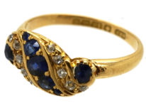Edwardian 18ct Gold Sapphire & Diamond Twist Ring