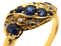 Edwardian 18ct Gold Sapphire & Diamond Twist Ring