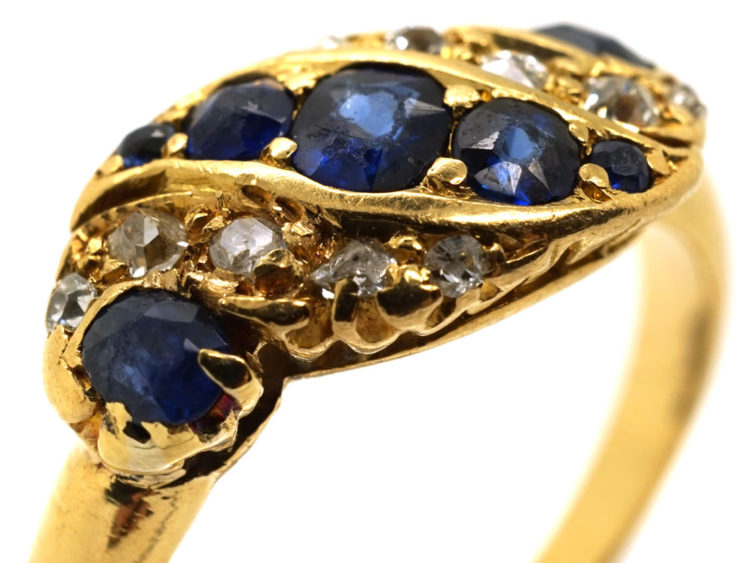 Edwardian 18ct Gold Sapphire & Diamond Twist Ring