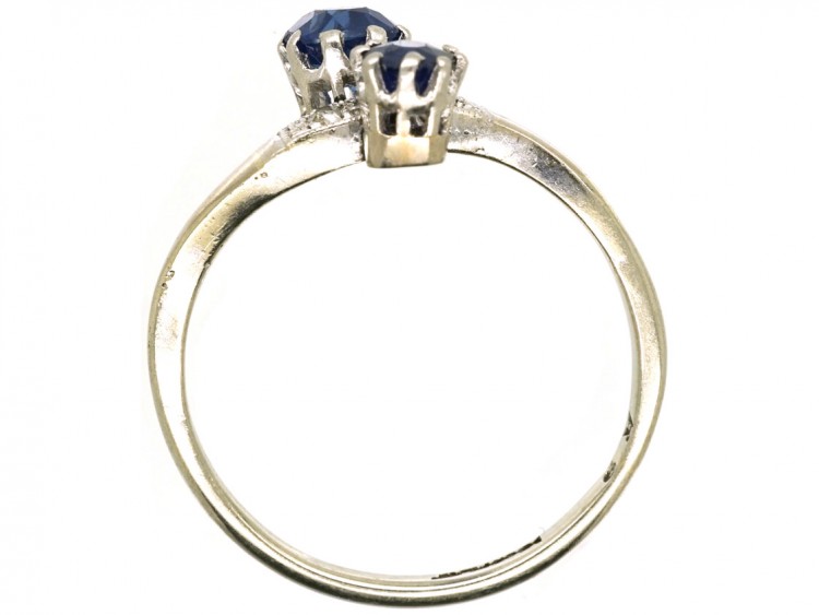 Edwardian 18ct Gold & Platinum, Two Stone Sapphire & Diamond Ring