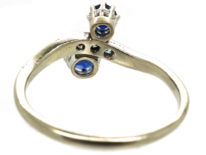 Edwardian 18ct Gold & Platinum, Two Stone Sapphire & Diamond Ring