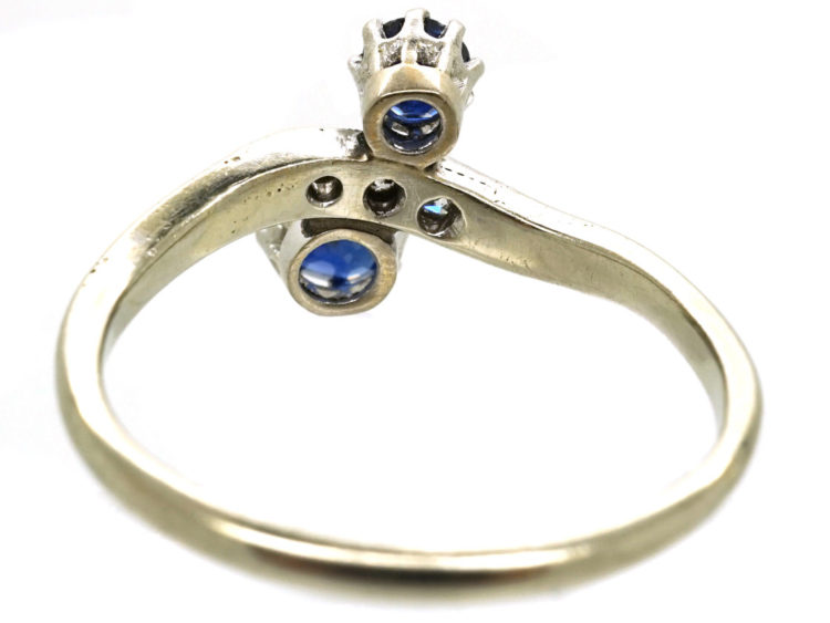 Edwardian 18ct Gold & Platinum, Two Stone Sapphire & Diamond Ring
