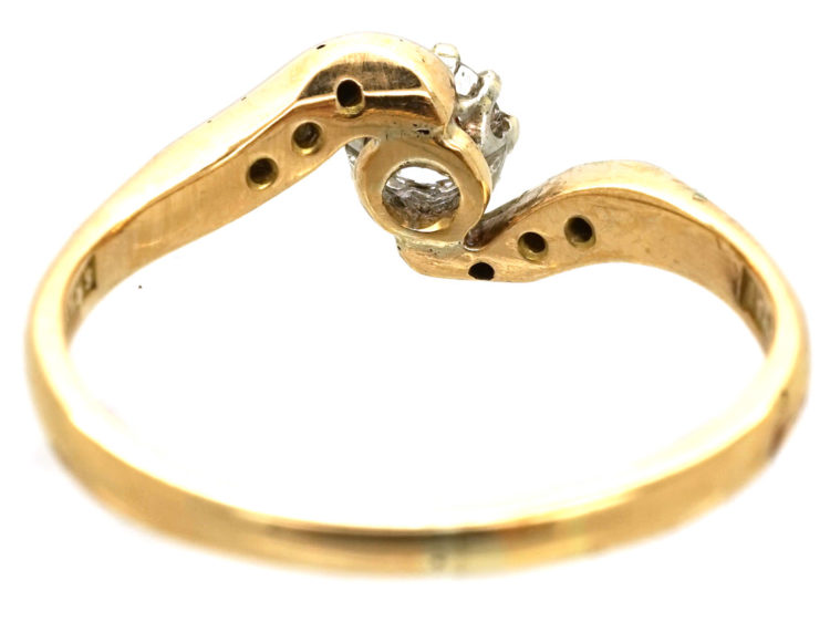Edwardian 18ct Gold & Platinum, Single Stone Diamond Twist Ring