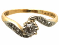 Edwardian 18ct Gold & Platinum, Single Stone Diamond Twist Ring