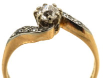 Edwardian 18ct Gold & Platinum, Single Stone Diamond Twist Ring