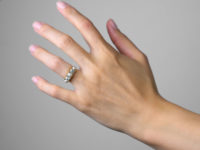 Victorian 18ct Gold Diamond & Natural Pearl Carved Half Hoop Ring