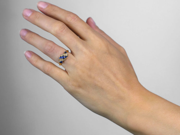 Edwardian 18ct Gold Sapphire & Diamond Twist Ring