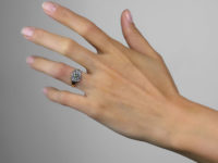 Georgian Diamond & Emerald Oval Cluster Ring