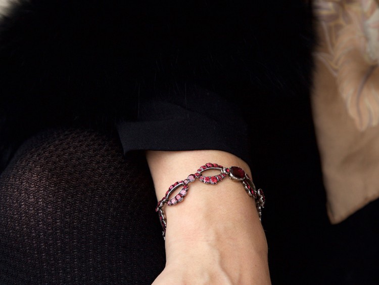 Georgian Silver & Flat Cut Almandine Garnet Bracelet