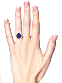 14ct Gold & Lapis Signet Ring With Intaglio of Crest