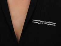 Art Deco Diamond & Onyx Bow Brooch