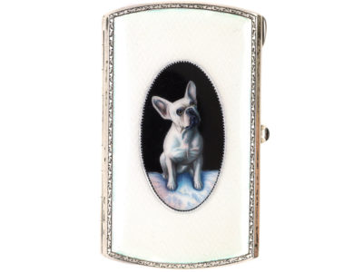 Edwardian Silver Case with Enamel of French Bull Dog