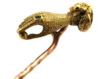 Georgian 15ct Gold Hand Tie Pin Set With an Emerald