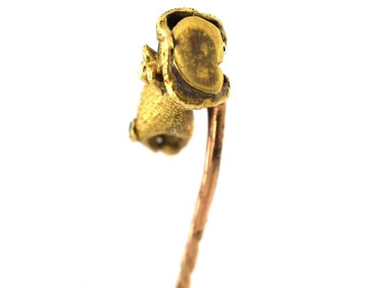 Georgian 15ct Gold Hand Tie Pin Set With an Emerald