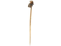 Edwardian 15ct Gold, Red Enamel & Diamond Cockerel Tie Pin