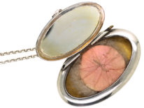 Retro Silver Compact on Long Silver Chain