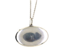 Retro Silver Compact on Long Silver Chain