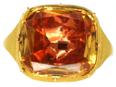 Georgian 18ct Gold Foiled Topaz Ring