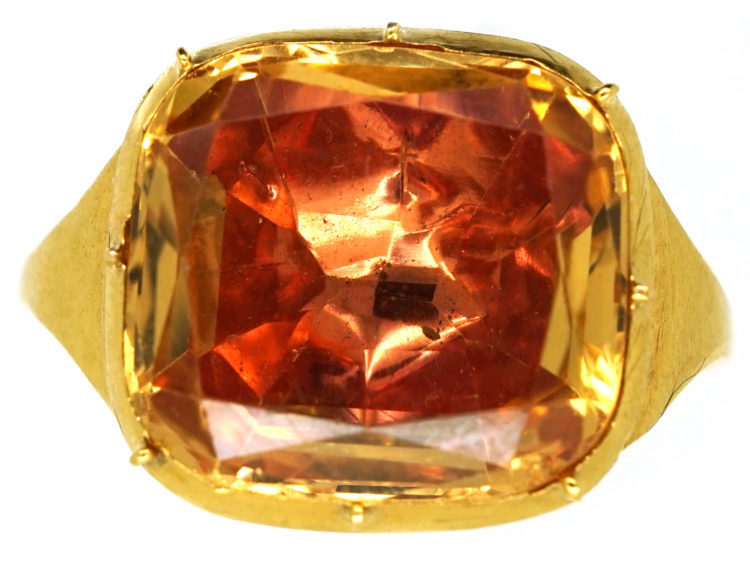 Georgian 18ct Gold Foiled Topaz Ring