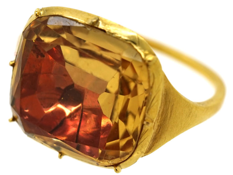 Georgian 18ct Gold Foiled Topaz Ring