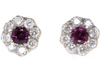 18ct White Gold Ruby & Diamond Cluster Earrings