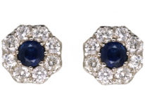 18ct White Gold Sapphire & Diamond Cluster Earrings