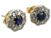 18ct White Gold Sapphire & Diamond Cluster Earrings