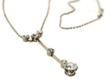 Art Deco Platinum & Diamond Drop Necklace in Original Case