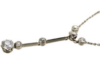 Art Deco Platinum & Diamond Drop Necklace in Original Case