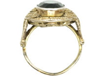 Art Deco Silver Gilt & Green Paste Ring Attributed to Theodor Fahrner