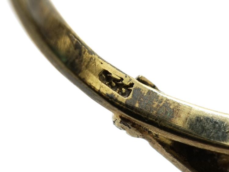 Art Deco Silver Gilt & Green Paste Ring Attributed to Theodor Fahrner