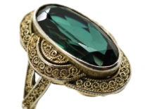 Art Deco Silver Gilt & Green Paste Ring Attributed to Theodor Fahrner