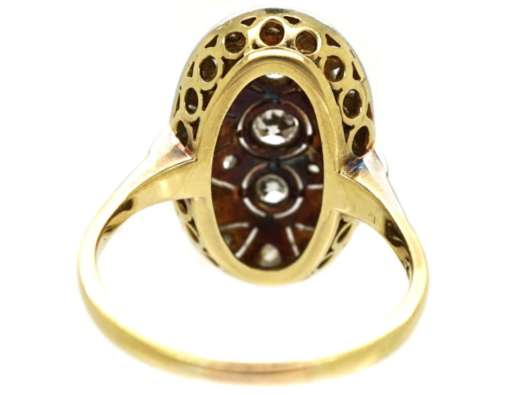 Art Deco 14ct Gold & Platinum Oval Diamond Set Ring