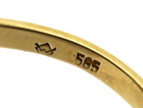Art Deco 14ct Gold & Platinum Oval Diamond Set Ring
