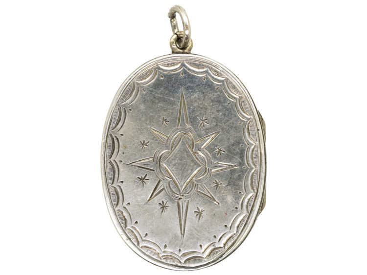 Victorian Oval Silver Engraved Locket