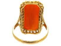 Victorian Diamond & Carved Carnelian Ring of a Dancing Muse