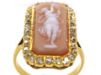 Victorian Diamond & Carved Carnelian Ring of a Dancing Muse