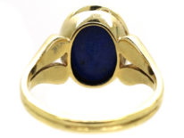 14ct Gold & Lapis Signet Ring With Intaglio of Crest