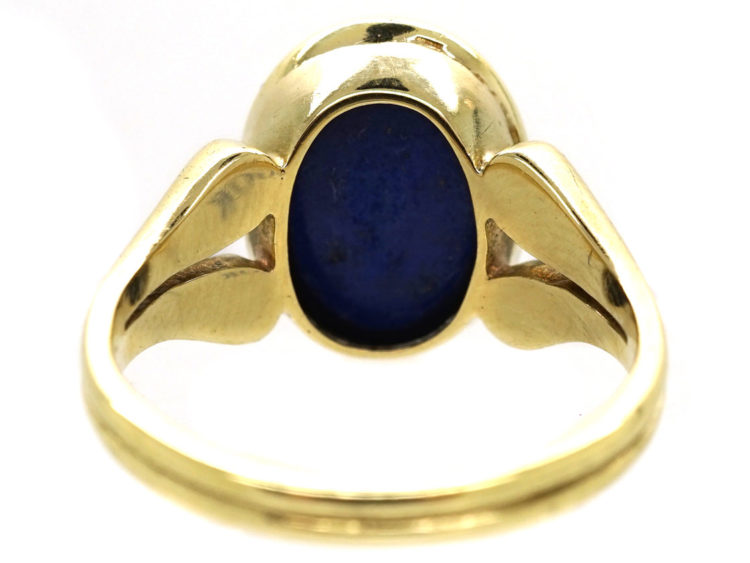 14ct Gold & Lapis Signet Ring With Intaglio of Crest