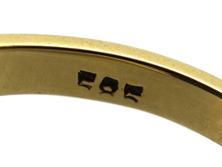 14ct Gold & Lapis Signet Ring With Intaglio of Crest