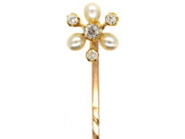 Edwardian Natural Pearl & Diamond Tie Pin