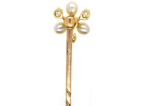 Edwardian Natural Pearl & Diamond Tie Pin