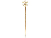 Edwardian Natural Pearl & Diamond Tie Pin