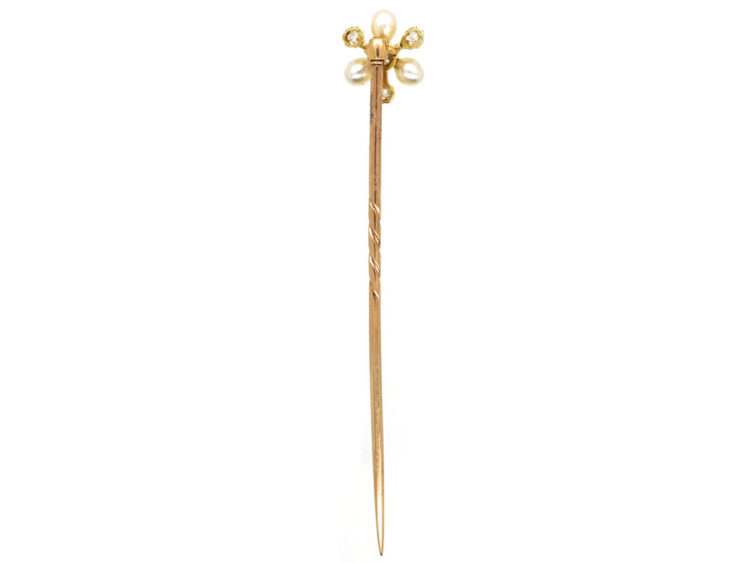 Edwardian Natural Pearl & Diamond Tie Pin