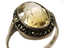 Silver, Marcasite & Citrine Oval Ring